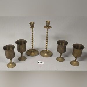 Elegant Brass Candle Holder Set